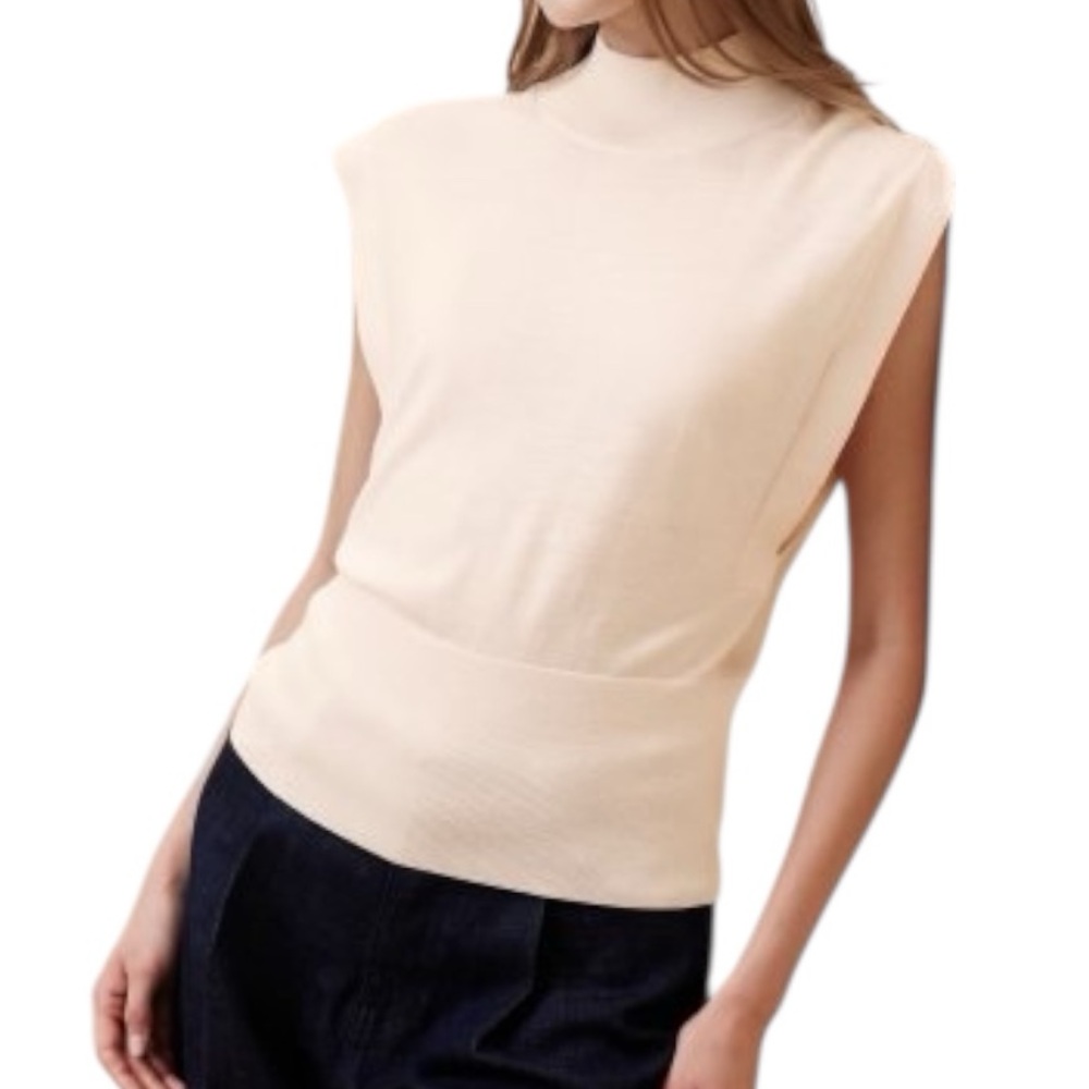 NWT - Banana Republic Merino Wool Mock-Neck Sweater in Pale Pink Size Large